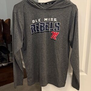 Champion Gray Ole Miss Rebels Long Sleeve thin Hooded shirt YXL